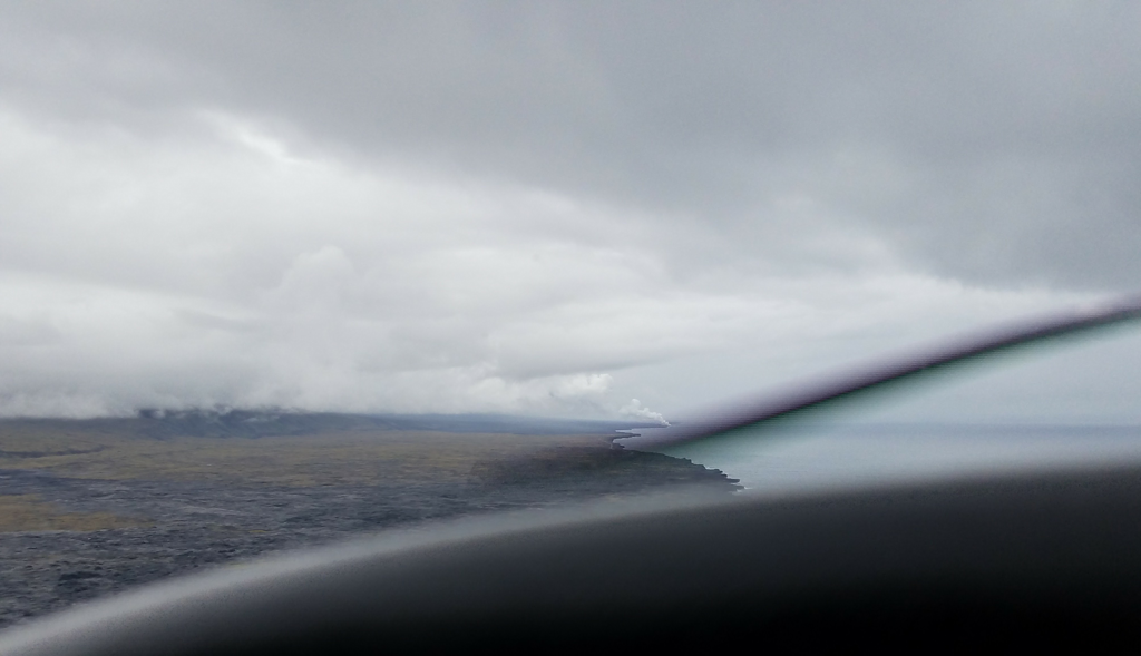 The steam mixing with the increasingly lower clouds