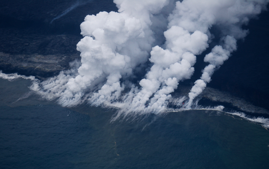 You can see the red glow of molten rock in this closeup!